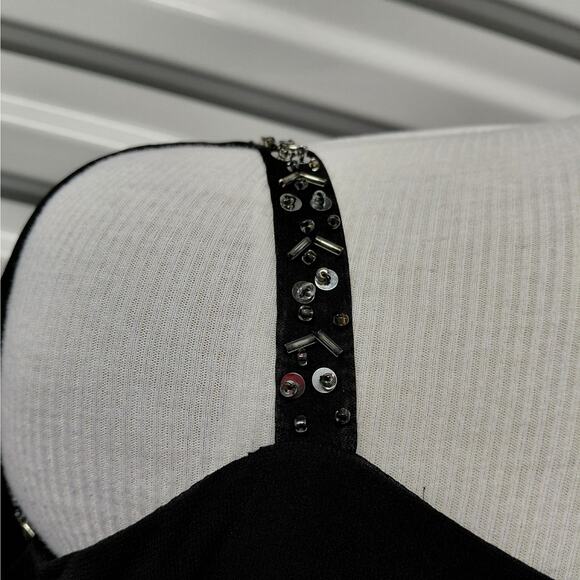 SLNY Women's Cocktail Dress Size 4 Black Chiffon Mother Of Bride Wedding Party - Picture 9 of 13